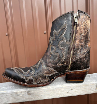 Circle G Women's Dark Brown Ankle Cowgirl Boot L5917-Painted Cowgirl Western Store