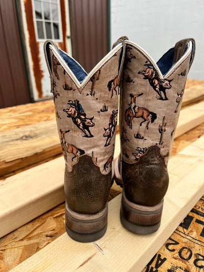 Roper Boy's Dark Brown Bronco Square Toe Cowboy Boots 9991-0126-Painted Cowgirl Western Store