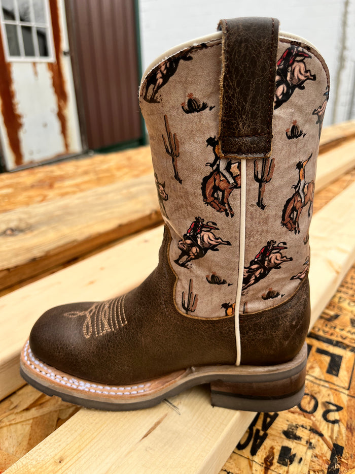 Roper Boy's Dark Brown Bronco Square Toe Cowboy Boots 9991-0126-Painted Cowgirl Western Store