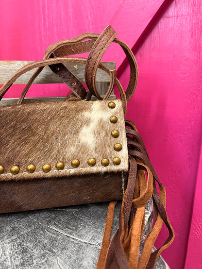 American Darling Hair On Cowhide Crossbody Wallet Purse ADBG553BRW-Painted Cowgirl Western Store