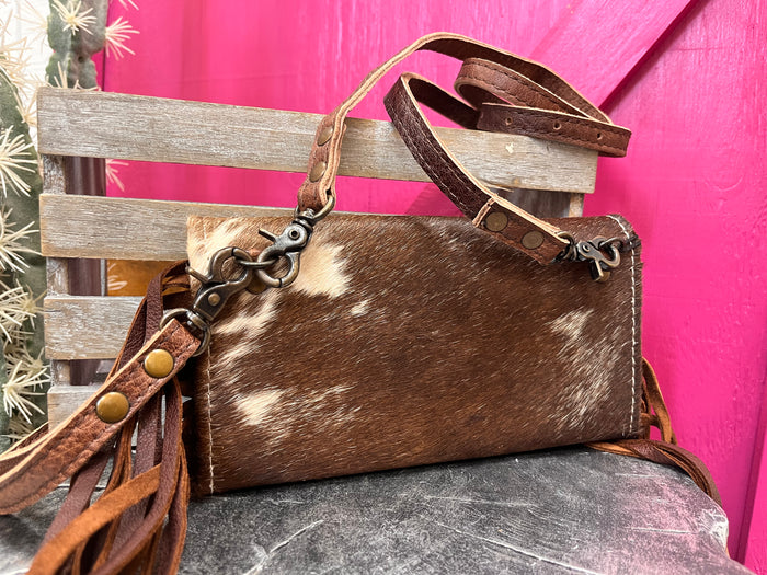 American Darling Hair On Cowhide Crossbody Wallet Purse ADBG553BRW-Painted Cowgirl Western Store