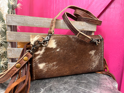 American Darling Hair On Cowhide Crossbody Wallet Purse ADBG553BRW-Painted Cowgirl Western Store