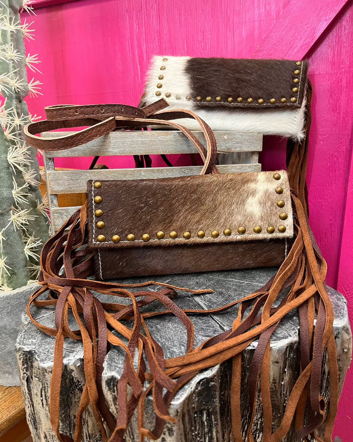 American Darling Hair On Cowhide Crossbody Wallet Purse ADBG553BRW-Painted Cowgirl Western Store
