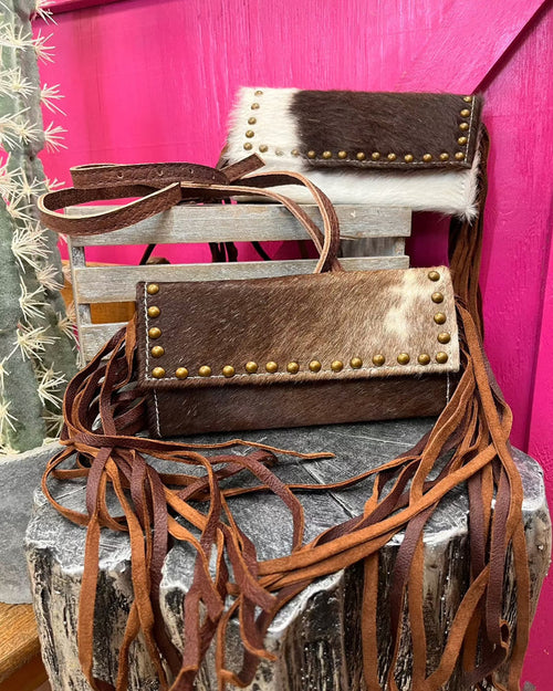 American Darling Hair On Cowhide Crossbody Wallet Purse ADBG553BRW-Painted Cowgirl Western Store