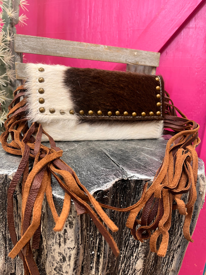 American Darling Hair On Cowhide Crossbody Wallet Purse ADBG553BRW-Painted Cowgirl Western Store
