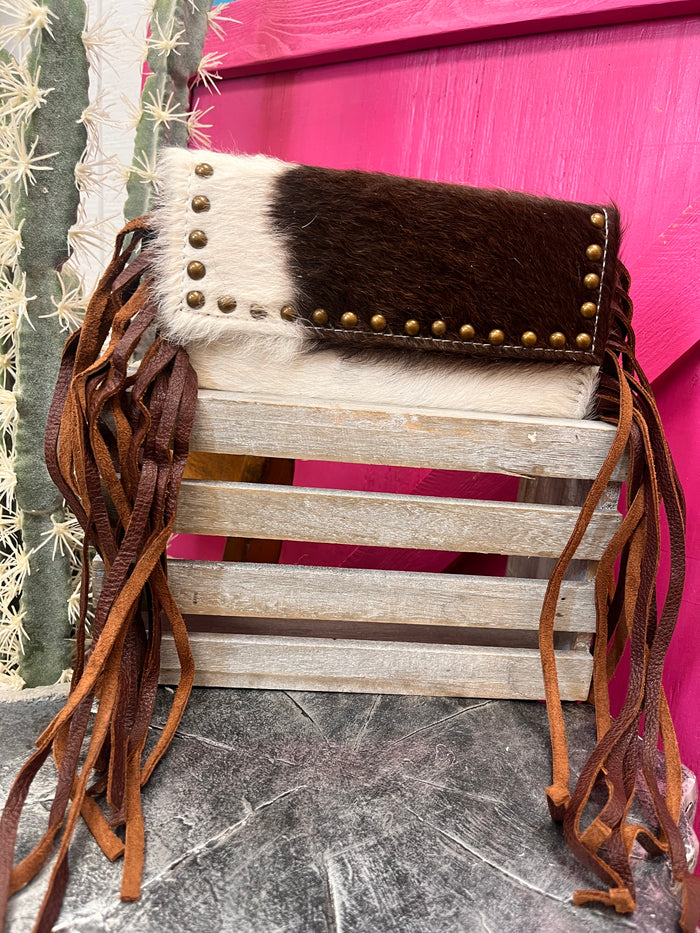American Darling Hair On Cowhide Crossbody Wallet Purse ADBG553BRW-Painted Cowgirl Western Store