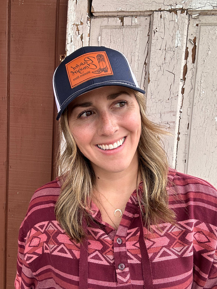Painted Cowgirl Navy/ White Unisex Ball Cap PCBC-NVWHT-Painted Cowgirl Western Store