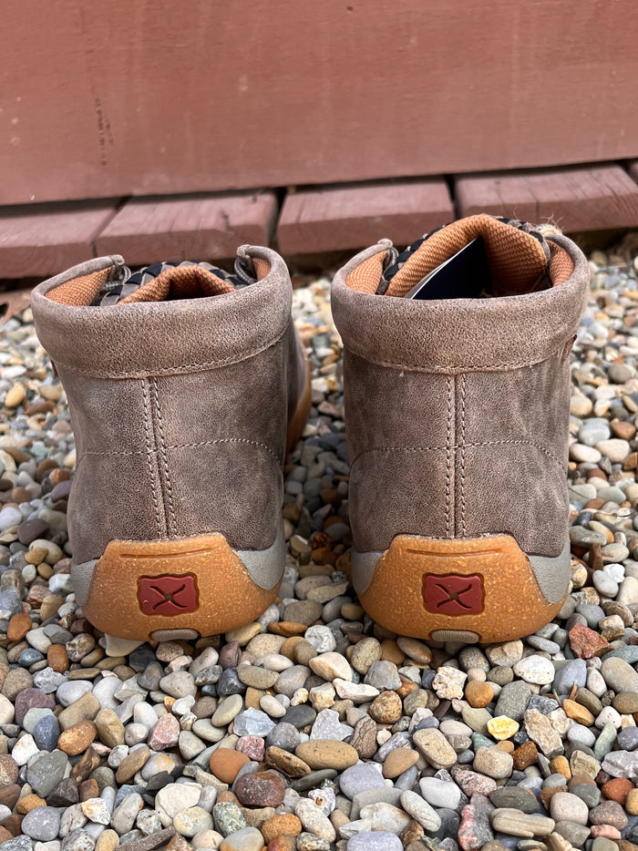Twisted X Men's 4" Chukka Taupe Grey & Black Basketweave Leather Driving Moc Shoe MDM0097-Painted Cowgirl Western Store