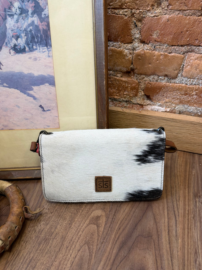 STS Ranchwear Evie Hair-On Cowhide Leather Crossbody Organizer Purse Wallet STS31376
