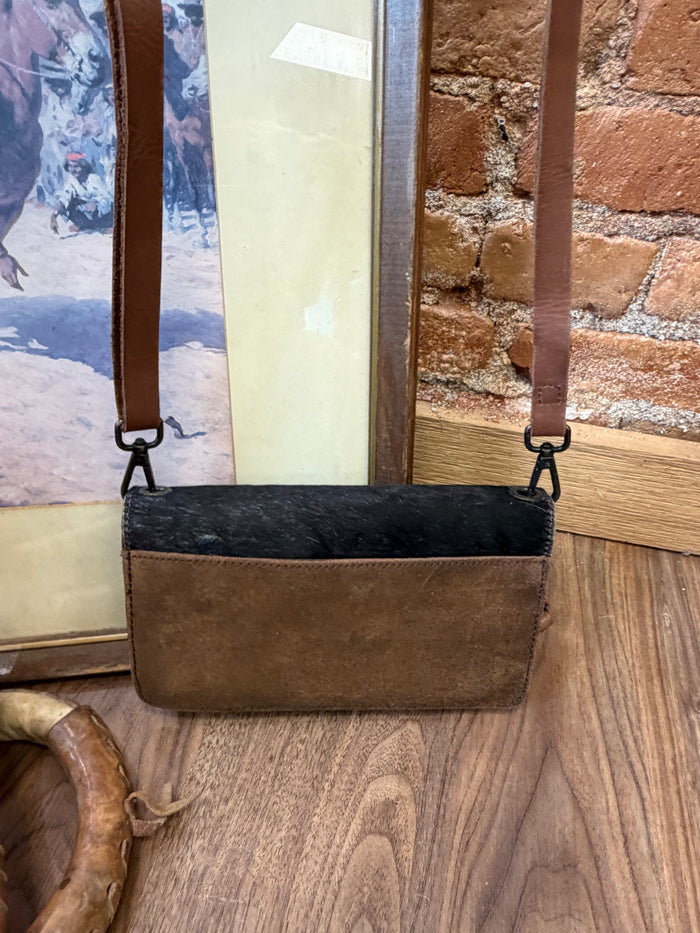 STS Ranchwear Evie Hair-On Cowhide Leather Crossbody Organizer Purse Wallet STS31376