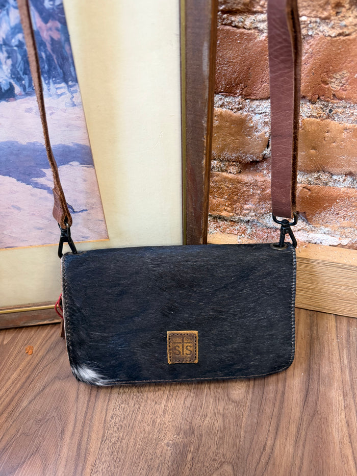 STS Ranchwear Evie Hair-On Cowhide Leather Crossbody Organizer Purse Wallet STS31376