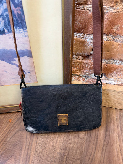 STS Ranchwear Evie Hair-On Cowhide Leather Crossbody Organizer Purse Wallet STS31376