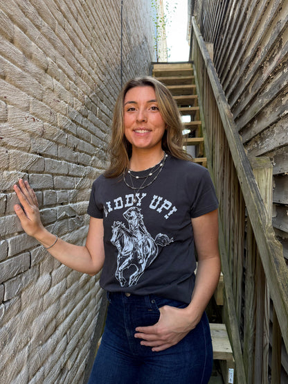 Wrangler X Lainey Wilson Women's Black 'Giddy Up' Tee Shirt 112382845
