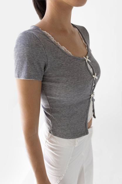 LAYERED LACE BOW TOP