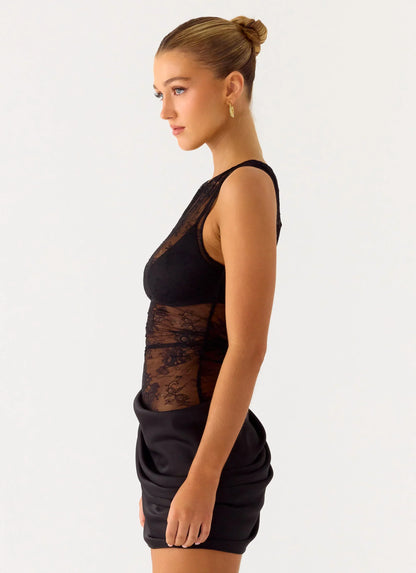 Harlem Lace Mini Dress - Black