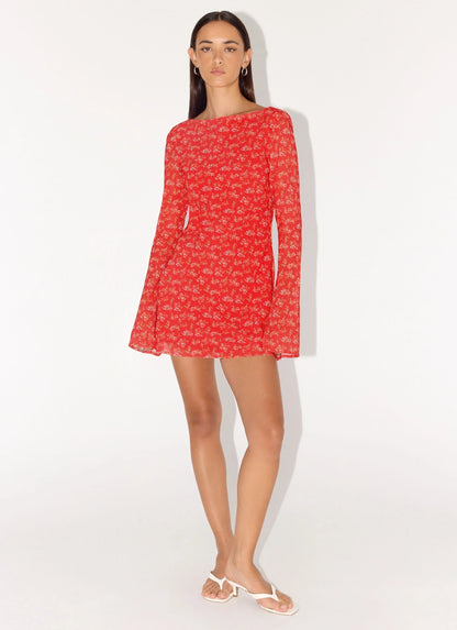 Sabella Mini Dress - Magenta Red Rose