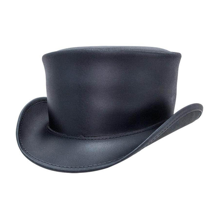 American Hat Makers Black Leather Marlow Unbanded Top Hat AHMBMU-Painted Cowgirl Western Store