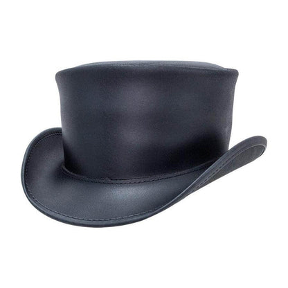 American Hat Makers Black Leather Marlow Unbanded Top Hat AHMBMU-Painted Cowgirl Western Store