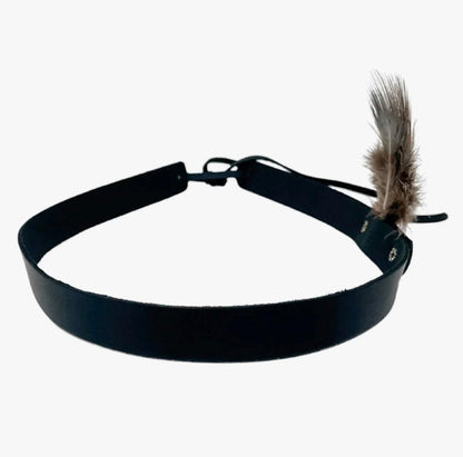 American Hat Makers LT Black Leather w/Feather Hat Band AHMLTBB-Painted Cowgirl Western Store
