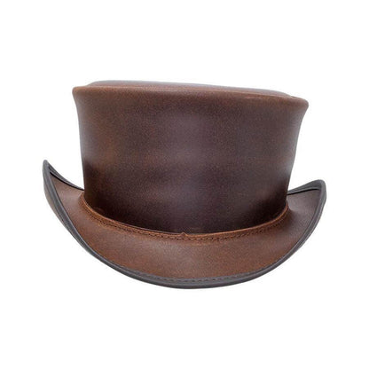 American Hat Makers 'Marlow' Brown Leather Unbanded Top Hat AHMBRMU-Painted Cowgirl Western Store