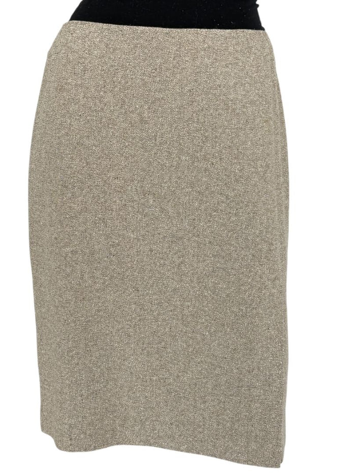 Anne Klein Wool Silk Cashmere Blend Pencil Skirt Beige Textured Size 8