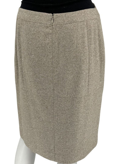 Anne Klein Wool Silk Cashmere Blend Pencil Skirt Beige Textured Size 8