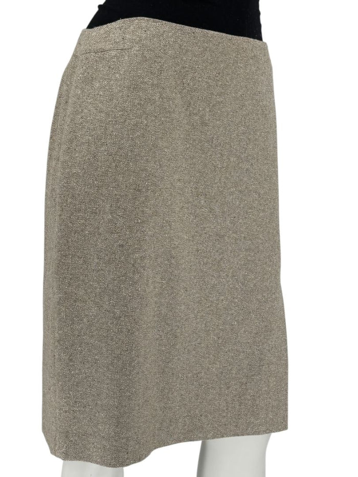 Anne Klein Wool Silk Cashmere Blend Pencil Skirt Beige Textured Size 8