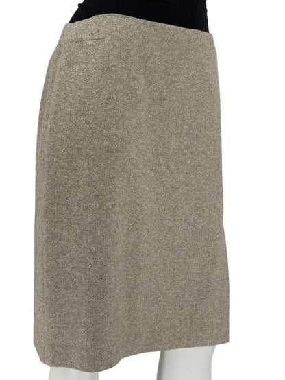 Anne Klein Wool Silk Cashmere Blend Pencil Skirt Beige Textured Size 8
