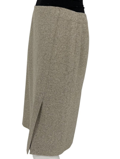 Anne Klein Wool Silk Cashmere Blend Pencil Skirt Beige Textured Size 8