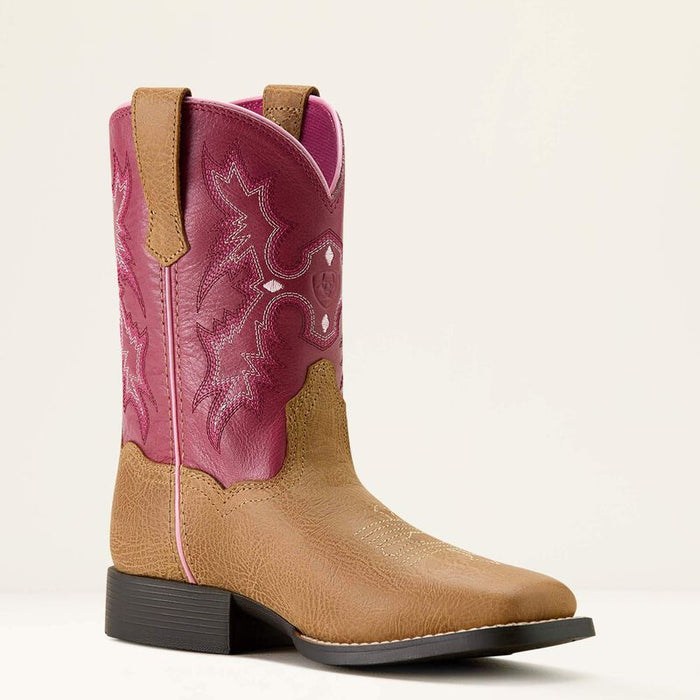 Ariat Children’s/Youth Tombstone Rose & Tan Wide Square Toe Cowgirl Boots 10063835