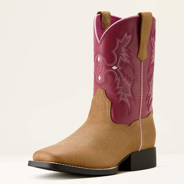 Ariat Children’s/Youth Tombstone Rose & Tan Wide Square Toe Cowgirl Boots 10063835