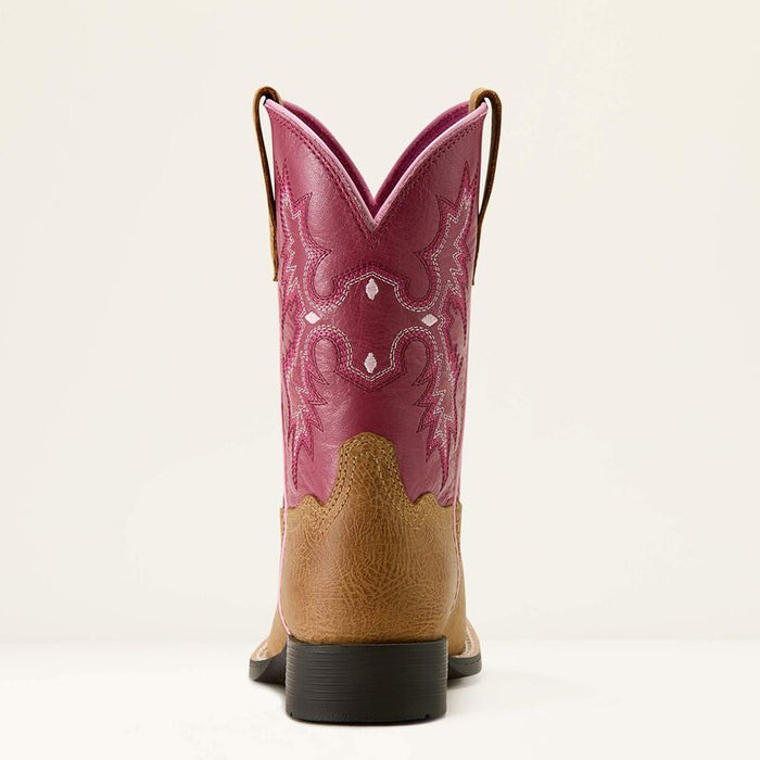 Ariat Children’s/Youth Tombstone Rose & Tan Wide Square Toe Cowgirl Boots 10063835