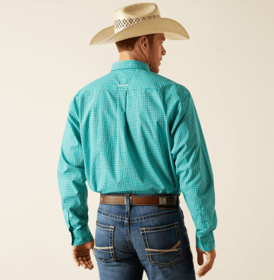 Ariat Men's Jaylin Turquoise Geo Print Long Sleeve Western Shirt 10051459