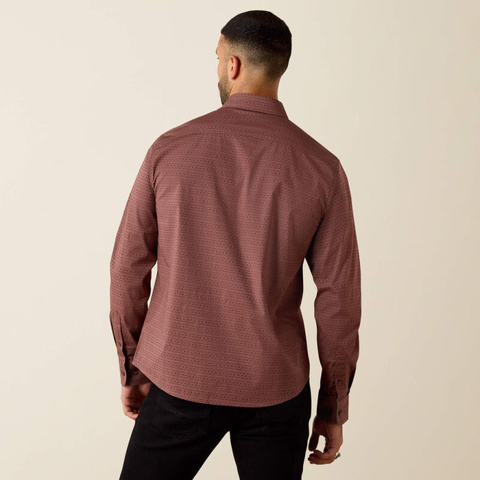 Ariat Men's Magnus Rose Taupe Geo Stripe Modern Fit Button Long Sleeve Western Shirt 10072730