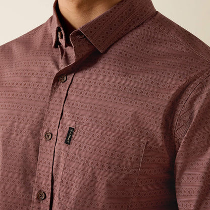 Ariat Men's Magnus Rose Taupe Geo Stripe Modern Fit Button Long Sleeve Western Shirt 10072730