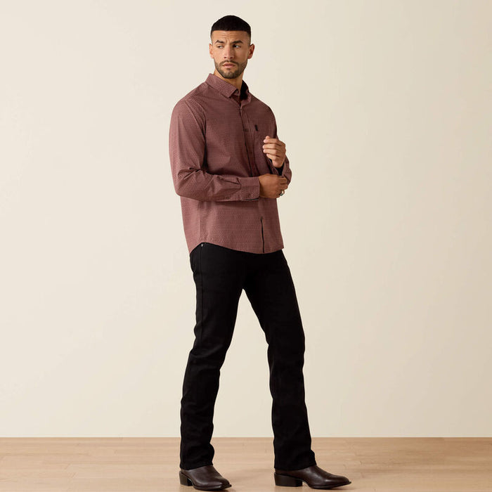Ariat Men's Magnus Rose Taupe Geo Stripe Modern Fit Button Long Sleeve Western Shirt 10072730