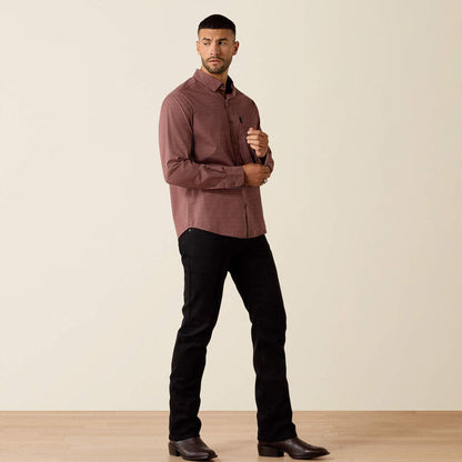 Ariat Men's Magnus Rose Taupe Geo Stripe Modern Fit Button Long Sleeve Western Shirt 10072730