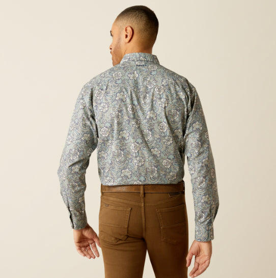 Ariat Men's Rocky Khaki Paisley Print Classic Fit Snap Long Sleeve Western Shirt 10052620