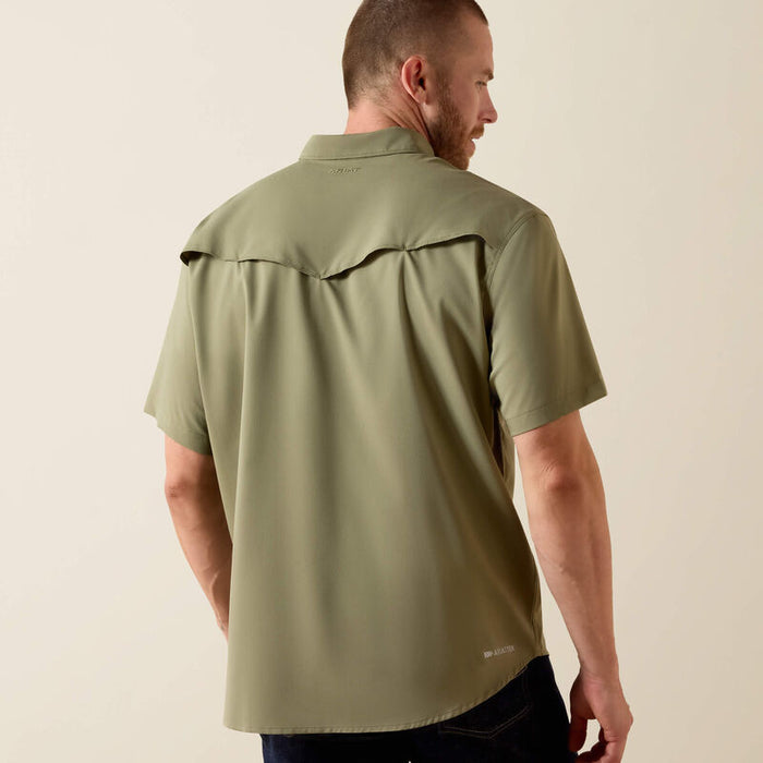 Ariat Men's VentTEK Deep Lichen Green Classic Fit Pearl Snap Short Sleeve Western Shirt 10071257