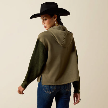 Ariat Women's Bozeman Ivy Green Concho Button Front Sweater Hoodie 10079326