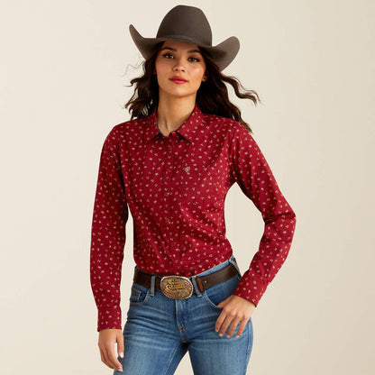Ariat Women's Kirby Cattle Brand Print Stretch Long Sleeve Western Shirt 10052790-Painted Cowgirl Western Store