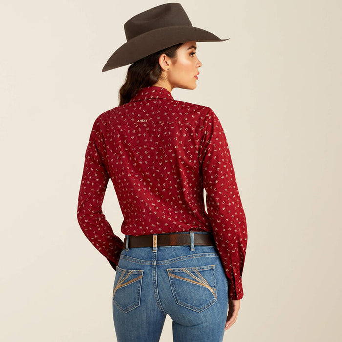 Ariat Women's Kirby Cattle Brand Print Stretch Long Sleeve Western Shirt 10052790-Painted Cowgirl Western Store