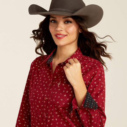 Ariat Women's Kirby Cattle Brand Print Stretch Long Sleeve Western Shirt 10052790-Painted Cowgirl Western Store