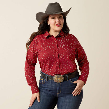 Ariat Women's Kirby Cattle Brand Print Stretch Long Sleeve Western Shirt 10052790-Painted Cowgirl Western Store