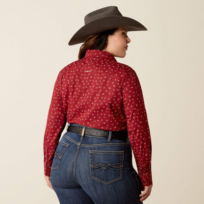 Ariat Women's Kirby Cattle Brand Print Stretch Long Sleeve Western Shirt 10052790-Painted Cowgirl Western Store