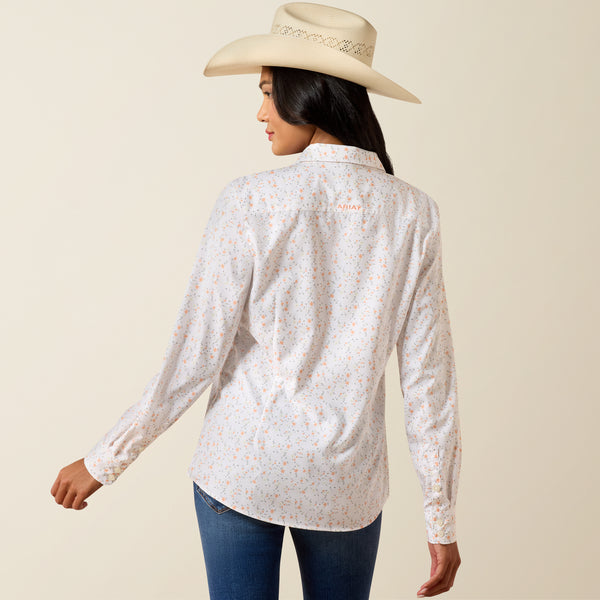 Ariat Women's Kirby Pro White Cornhusk Floral Print Button Long Sleeve Western Shirt 10073505