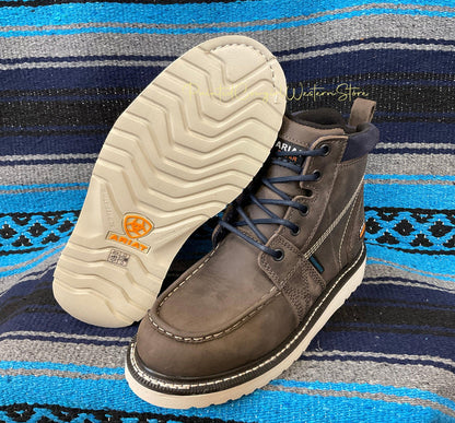 Ariat Women's Rebar Wedge Moc Toe Grey Waterproof Work Boot 10035770-Painted Cowgirl Western Store