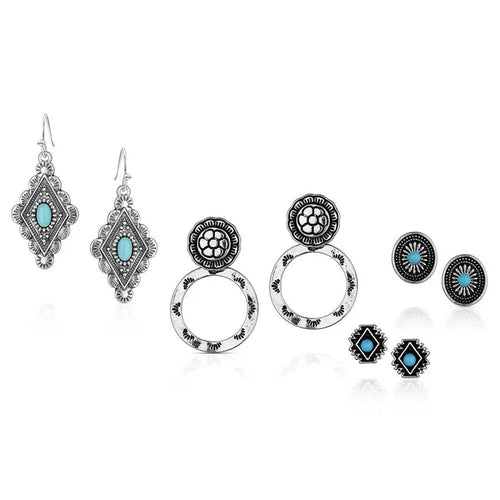 Attitude by Montana Silversmiths Concho Turquoise Earring Set AER6344