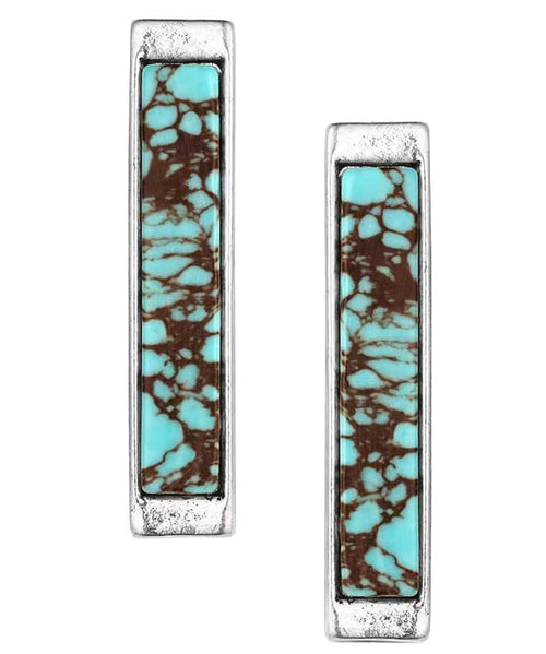 Attitude by Montana Silversmiths Turquoise River Hanging Bar Earrings AER6347