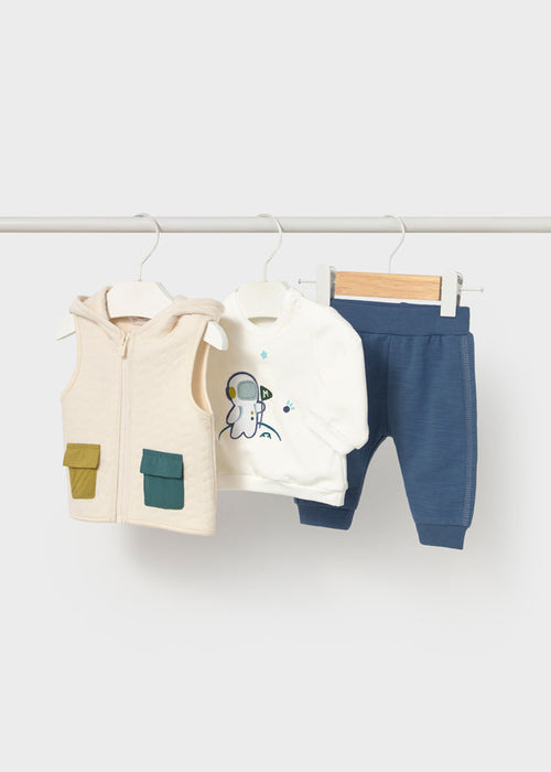 Baby 3-Piece Vest and Sweatset - Space - Wee Bee Baby Boutique